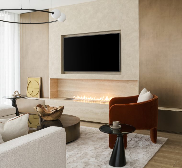 Origins Design bespoke furniture maker crafted orange chair for a Kensington development by Matthews Rea